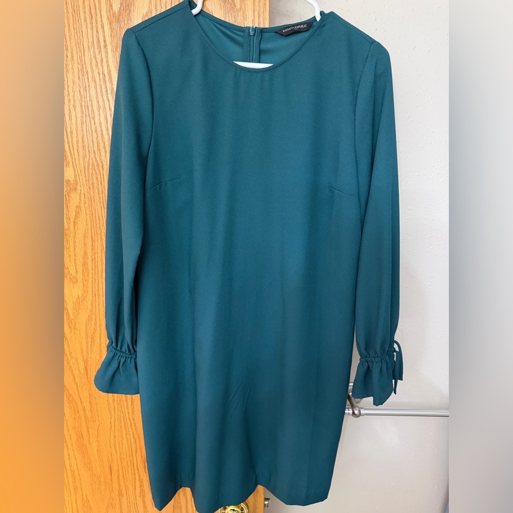 Banana Republic Teal Long Sleeve Dress with Ruffle Cuffs